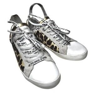 Zadig & Voltaire Paris Size 39 /9 Leo Wild‎ Sneakers Gold Accents Graphic Laces